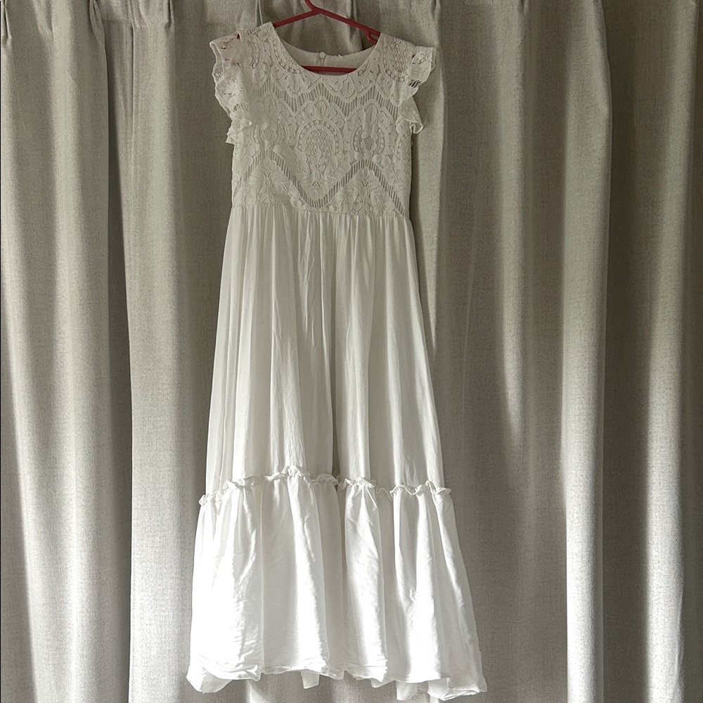 Elegant White Lace Kids Dress